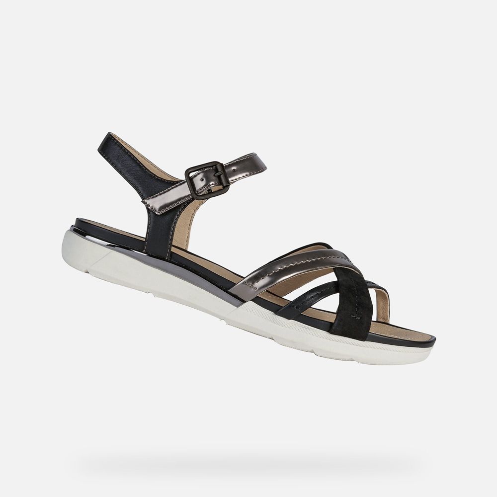 Sandalias Geox Senhora Branco/Pretas - Hiver - NKTRP3902